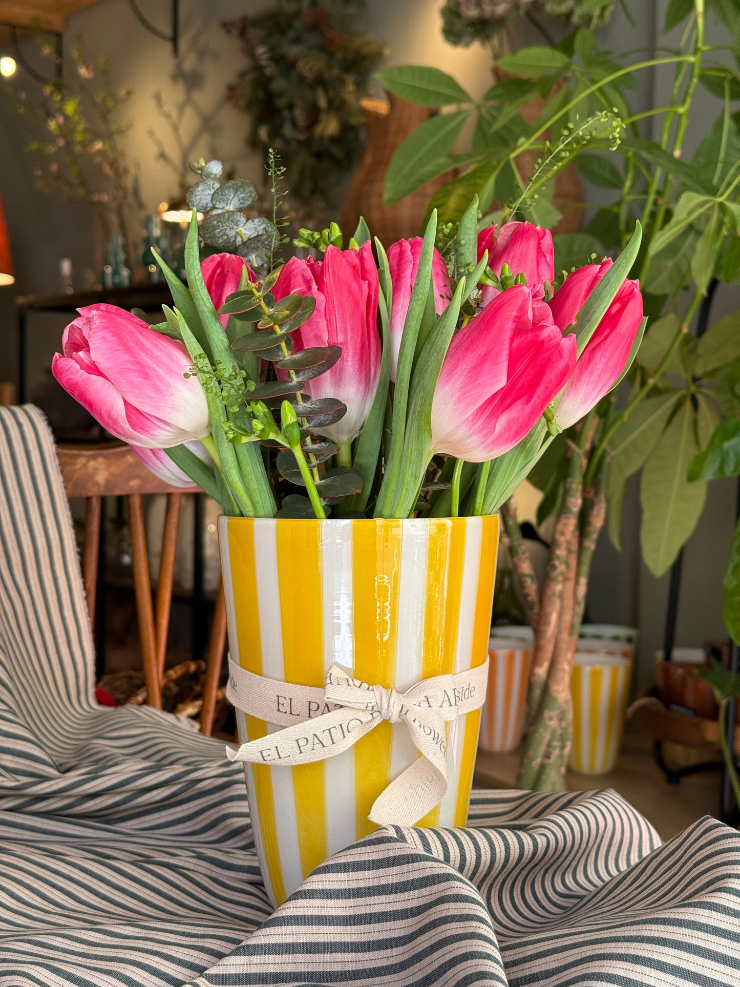 JARRÓN RAYAS AMARILLO