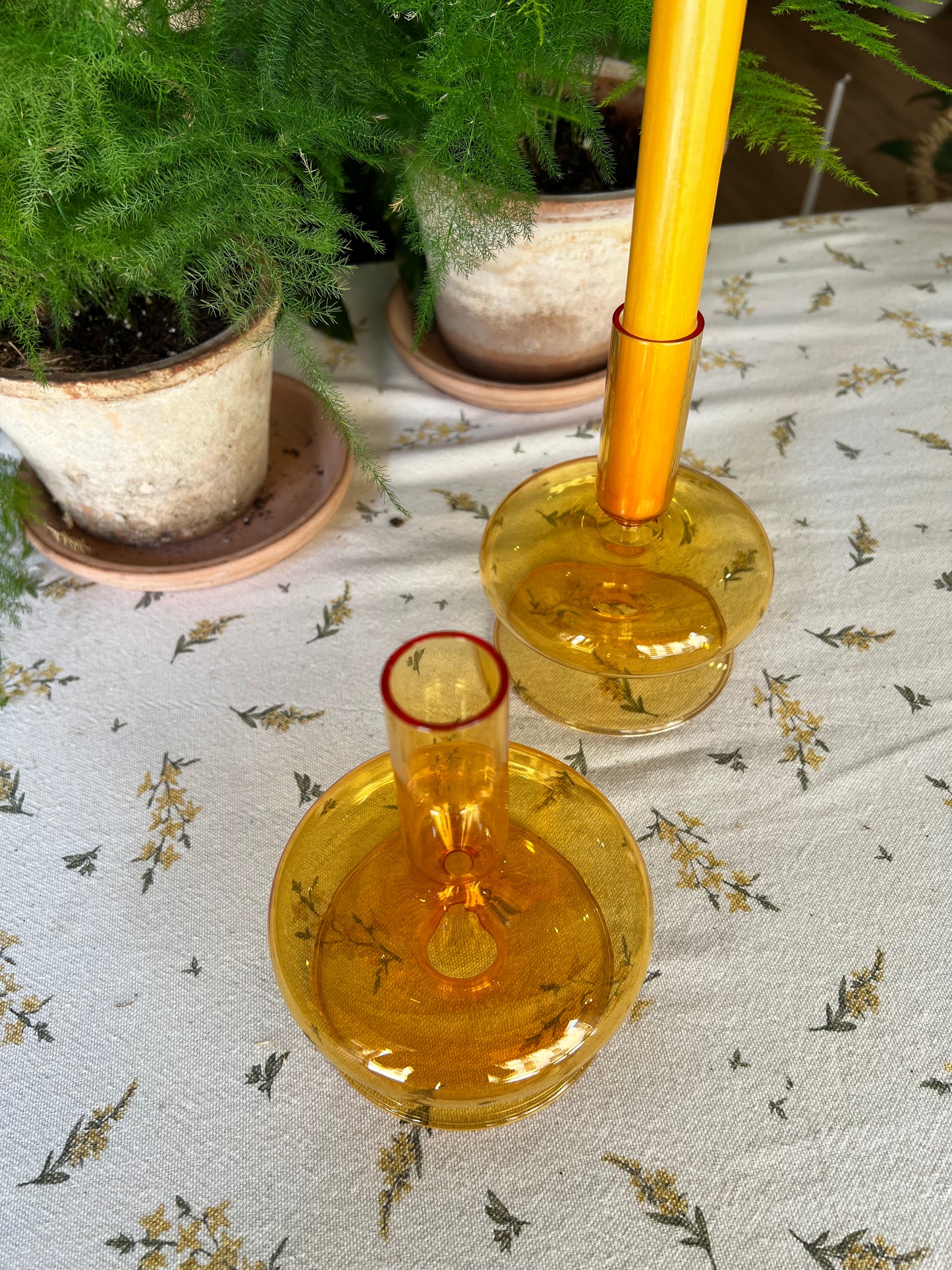 Candelero de cristal soplado - ocre
