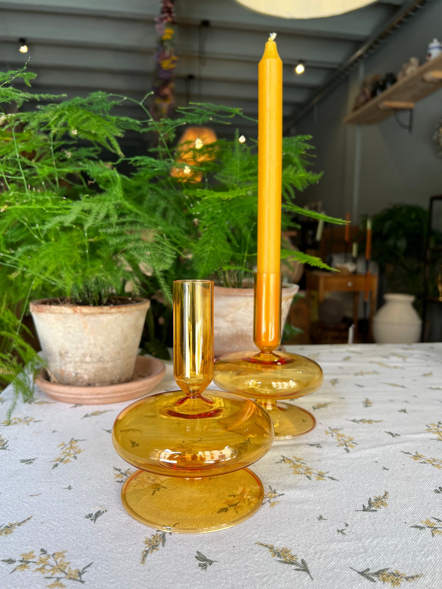 Candelero de cristal soplado - ocre