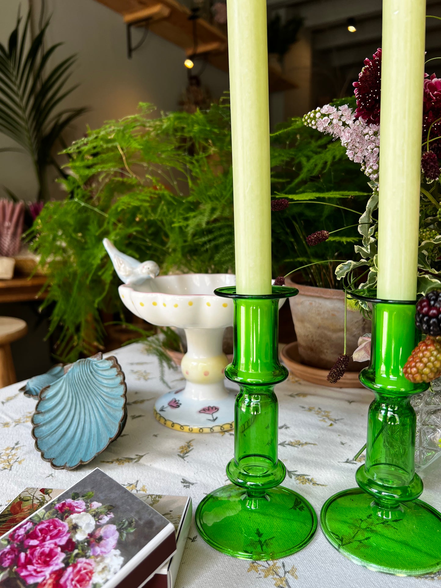 Candelero cristal soplado - verde