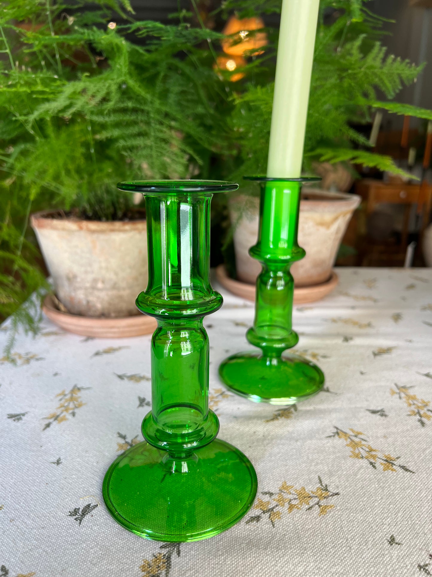 Candelero cristal soplado - verde