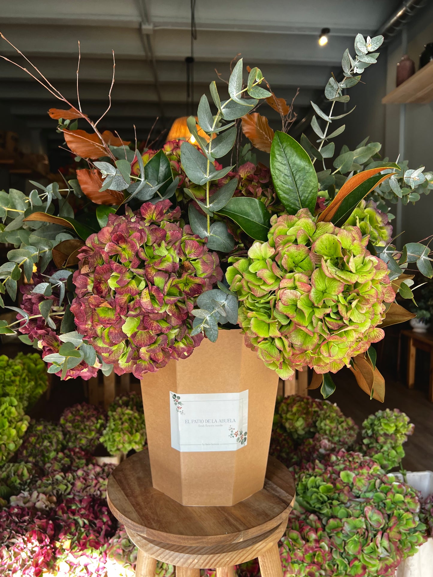 RAMO OTOÑAL CON HORTENSIAS- especial para secar