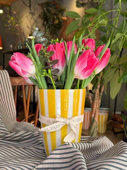 JARRÓN RAYAS AMARILLO