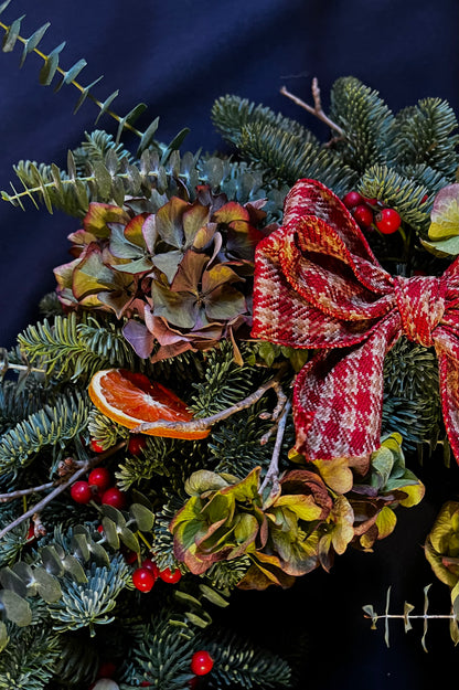 CORONA DE NAVIDAD - HORTENSIAS